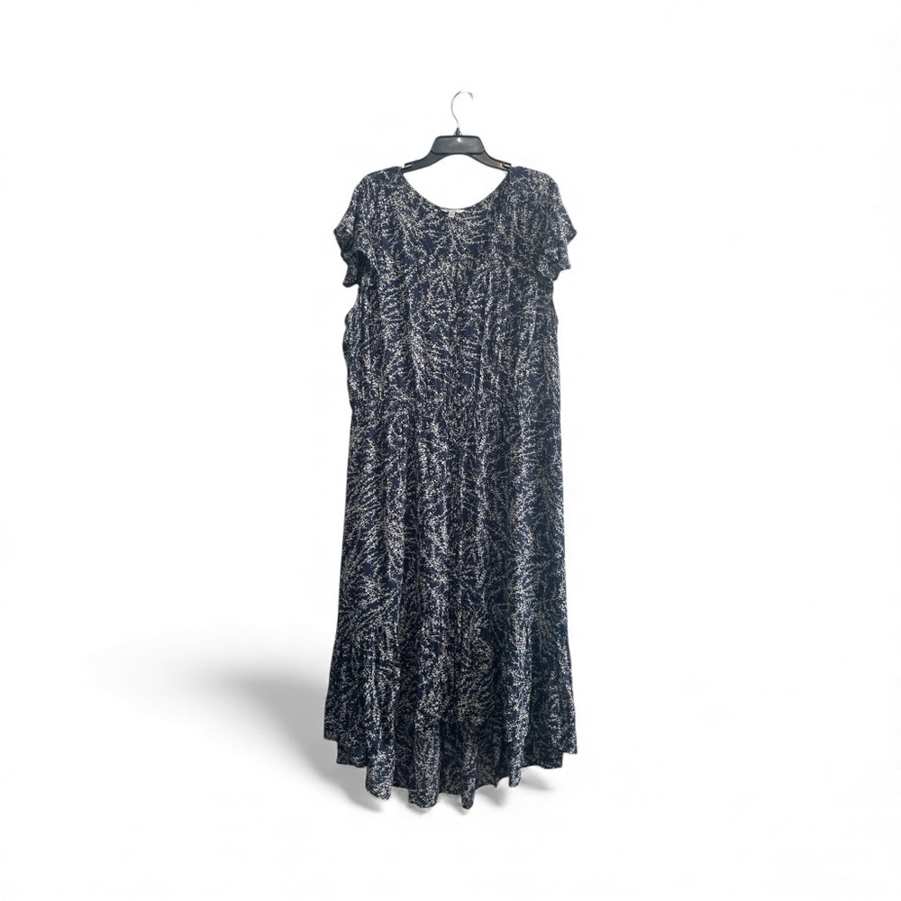 Lucky Brand Floral Hi Low Dress Boho Casual Beach Button Front Ruffle Hem 3X